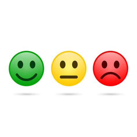 Set Of Buttons Green Yellow Red Smileys Emoticons Icon Positive