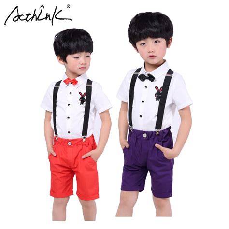 Acthink New Summer Boys 2pcs Performance Overall Suits With Bowtie Kids