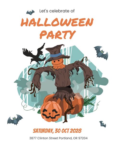 White Minimalist Halloween Party Invitation Venngage