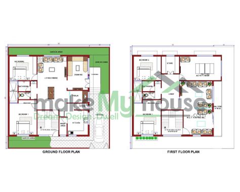 Buy 50x50 House Plan 50 By 50 Elevation Design Plot Area Naksha