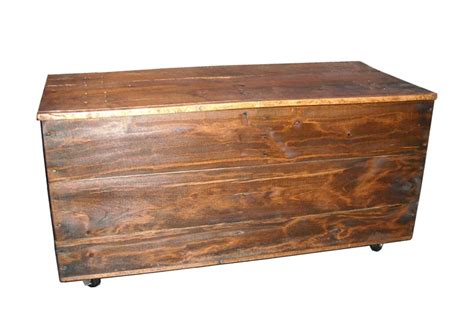 Primitive Wood Box with wheels, Storage Chest, Trunk on Storenvy