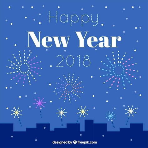 Simple New Year Background With A City And Fireworks Vector Free Download