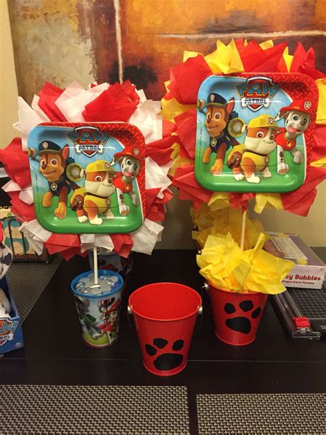 Paw Patrol Centerpiece Paper Plate And Tissue Centerpieces Diy