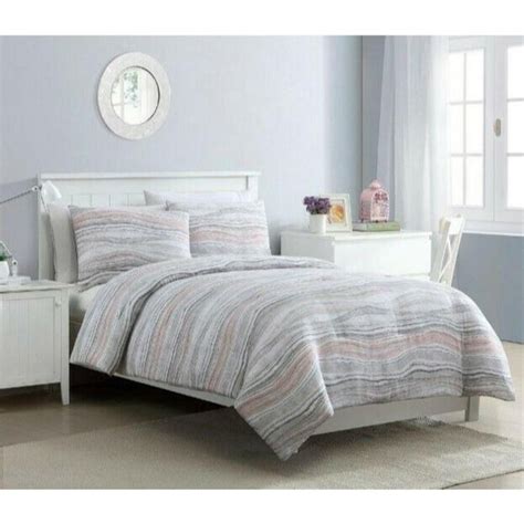 Vcny Home Bedding Vcny Home Blush And Grey Duvet Cover Set Marble Design Pink White Twin Xl