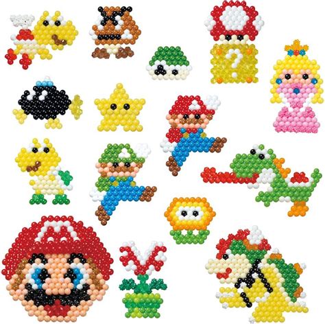 An Assortment Of Pixel Art Pieces Made From Different Types Of Beads