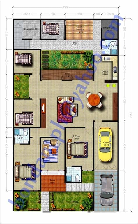 Kumpulan denah rumah 3 kamar tidur 1 mushola dalam rumah terbaru yang bisa anda gunakan sebagai acuan untuk membangun rumah. 15 Desain Rumah Mewah 1 Lantai 4 Kamar | Desain Rumah ...
