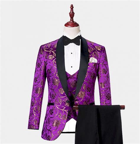 Royal Purple And Gold Tuxedo 3 Piece Gentlemans Guru Dress Suits