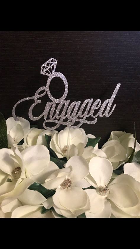 Glitter Engaged Cake Topper Were Engaged Cake Topper Engagement Party