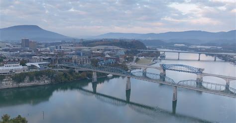 Drone Footage Of The Tennessee River And Chattanooga City Free Stock