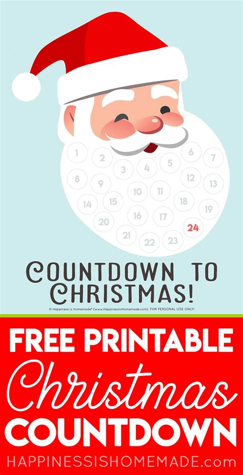 Santa Christmas Countdown Printable Happiness Is Homemade