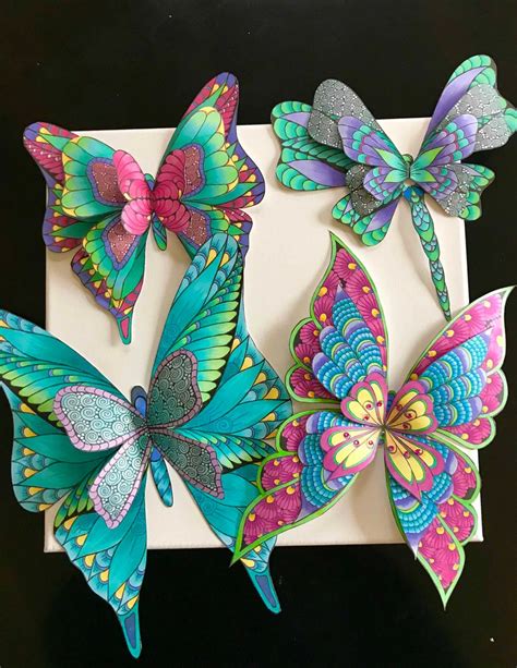 3d Butterfly Coloring Page For Your Paper Flower Wall Etsy