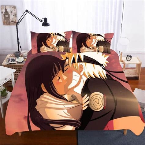 Hinata And Narutos Sweet Kiss Pink Sky Bedding Set Saiyan Stuff
