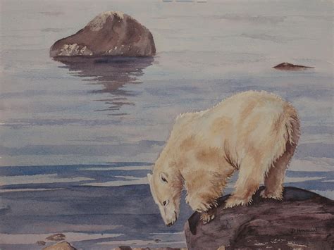 Polar Bear Fishing Painting By Debbie Homewood