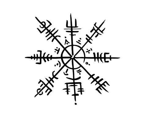 Vegvisir Runic Compass Black Pencil Drawing Style Hand Drawing Of