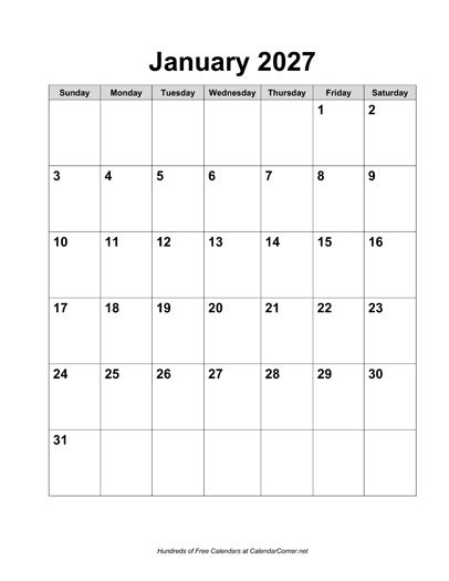 Free 2027 Calendar