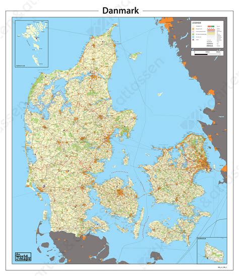 Die grössten inseln sind nordjütland,seeland und fünen. Digitale Kaart Denemarken 1 | Kaarten en Atlassen.nl