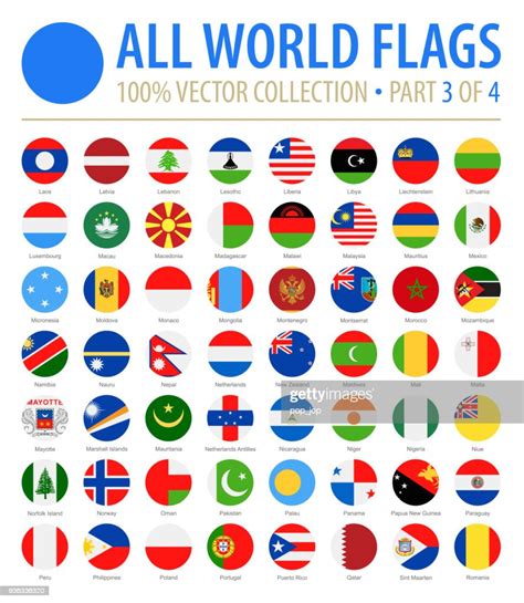 World Flags Vector Round Flat Icons Part 3 Of 4 High Res Vector Graphic