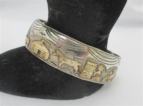 Native A Begay Sterling Silver K Gold Filled Story Teller Etsy