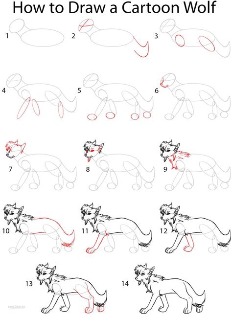 How To Draw A Cartoon Wolf Step By Step Drawing Tutorial With Pictures