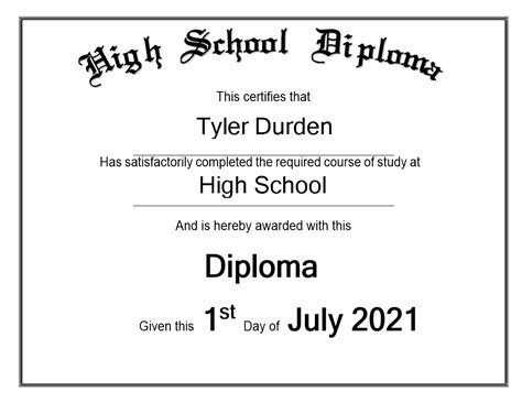 High School Diploma Sample Templates At