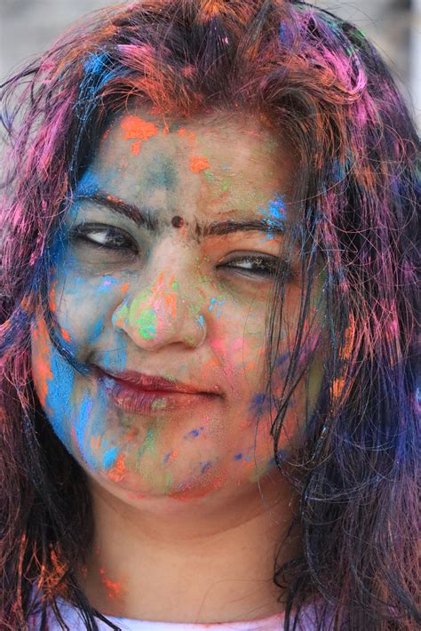 Girl Posing With Holi Colors On Her Face Pixahive