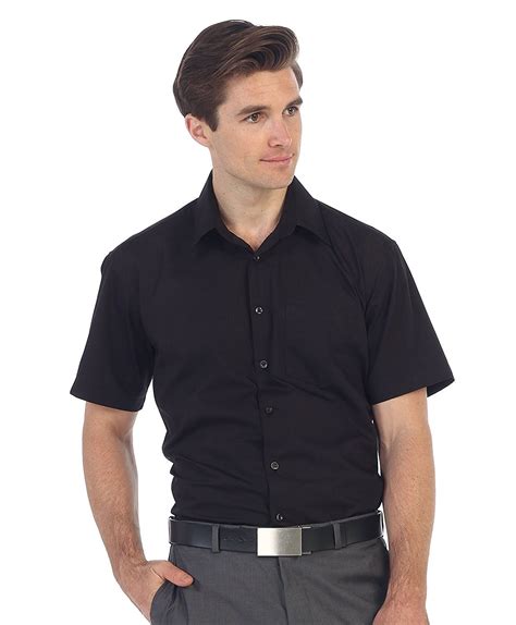 Men S Short Sleeve Solid Dress Shirt Black 2017 CZ185WRGLLZ
