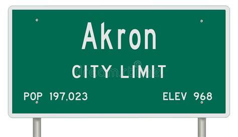 Akron Road Sign Showing Population And Elevation Stock Illustration