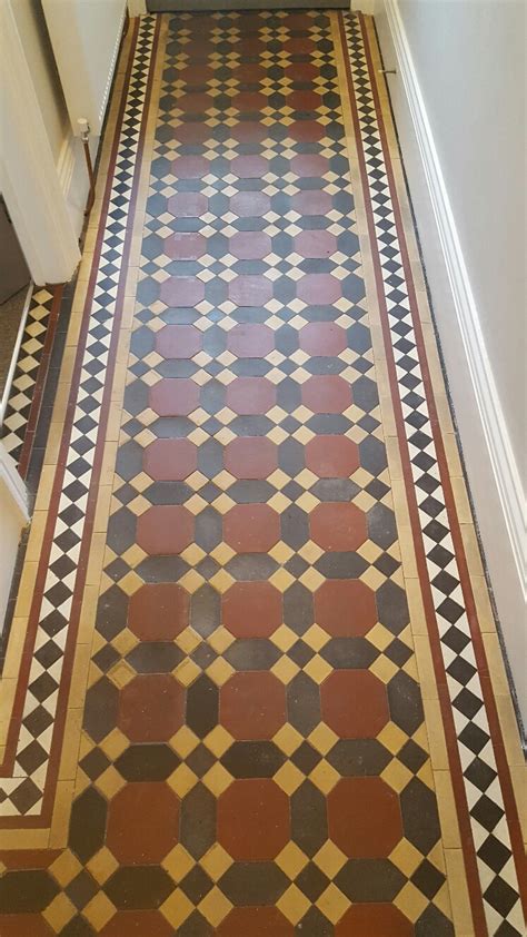 Removing Carpet Imprint From Victorian Floor Tiles In Yorkshire