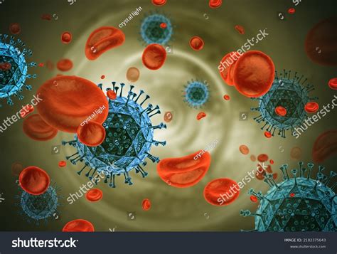 Virus Infected Blood Cells3d Illustration Stock Illustration 2182375643