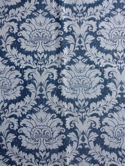 Blue Damask Upholstery Fabric Double Height 280cm110inches Etsy
