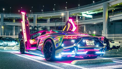 Neon Lights Lamborghini Hd Cars 4k Wallpapers Images