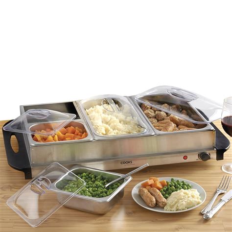 Cooks Professional Buffet Server Hotplate Food Warmer Hostess With 4