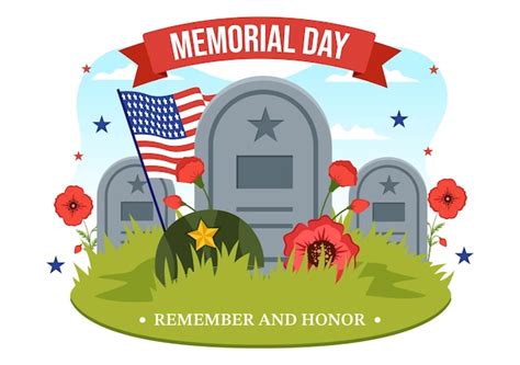 Premium Vector Memorial Day Illustration With American Flag Remember
