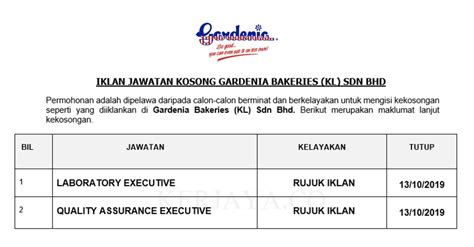 Warganegara malaysia yang berminat bekerja di kementerian komunikasi dan multimedia malaysia (kkmm) dan berkelayakan dipelawa untuk memohon se… Jawatan Kosong Terkini Gardenia Bakeries ~ Laboratory ...