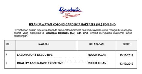 The company strives to enhance the profitability of businesses by providing effective total water management. Jawatan Kosong Terkini Gardenia Bakeries ~ Laboratory ...