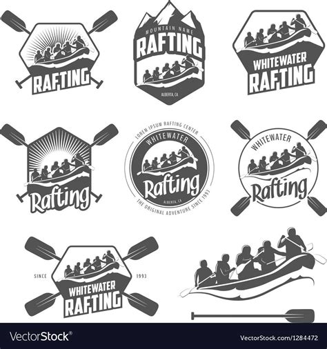 Outdoor Logos Whitewater Rafting River Rafting Typography Love Set