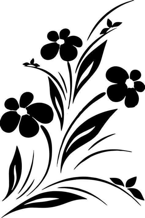 Black And White Designs Vector Drawing Simple Flower Design