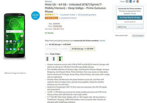 Moto G6 64gb Storage Variant Now Available Via Amazon As Prime