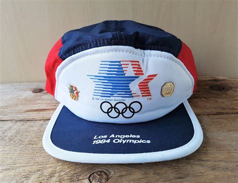 Rare Los Angeles 1984 Olympics Vintage 5 Panel Snapback Hat With Pins Official Olympic Licensed