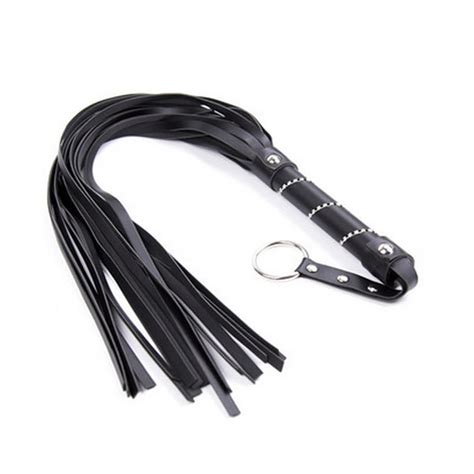Black Lash And Crystal Handle Pu Leather Spanking Paddle Fetish Whip Flogger Sex Toys For