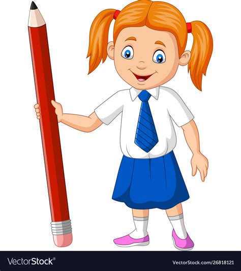 Girl Holding A Pencil Clip Art Girl Holding A Pencil Image 4c5