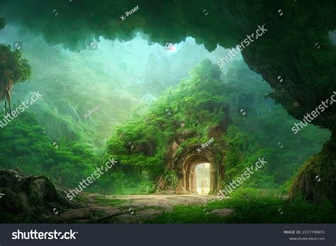 Fantasy Concept Showing Ancient Dimensional Portal Stock Illustration