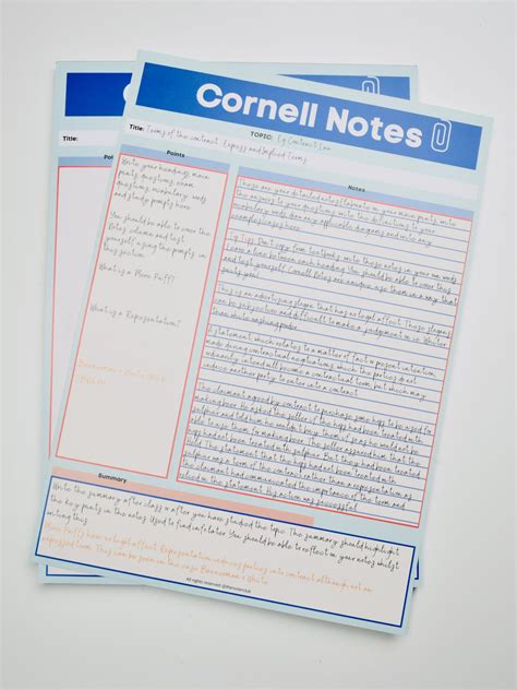 Cornell Notes Notepad The Notier Club