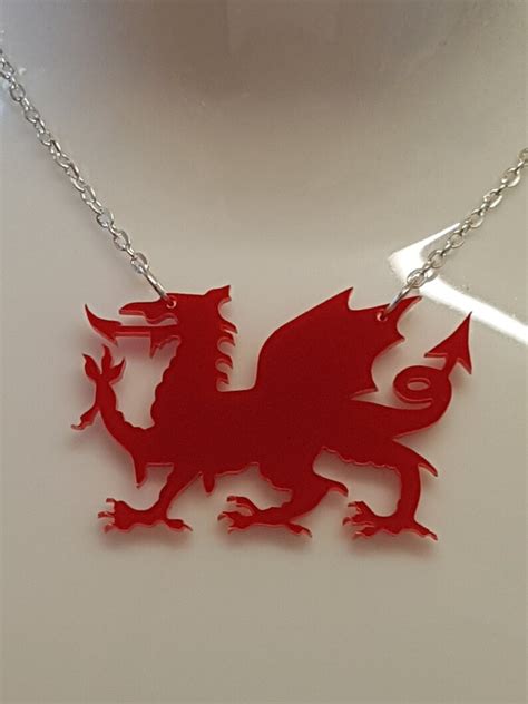 Welsh Dragon Necklace Acrylic Etsy