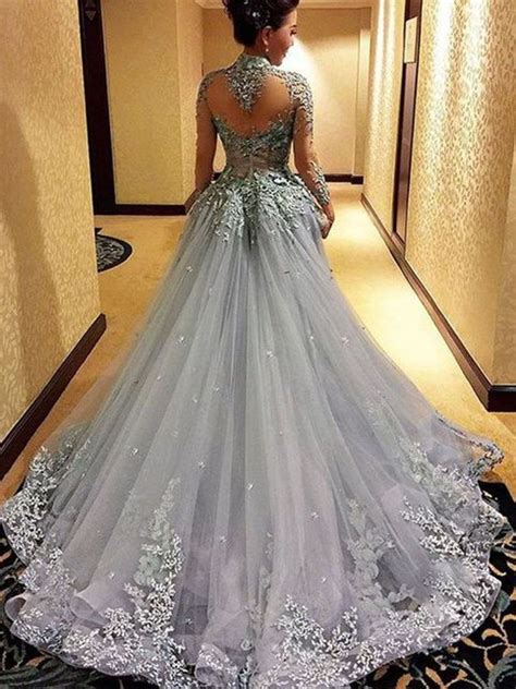 Gray Prom Dress Sexy Prom Dress Grey Prom Dress Ball Gown Backless Lace Prom Dresses Sweet 16