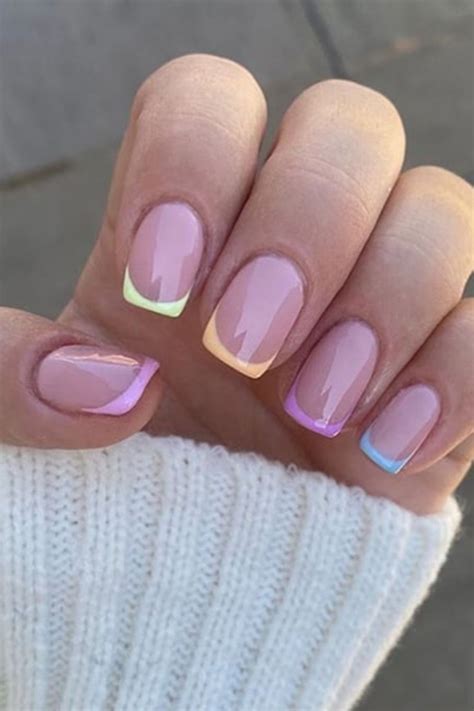 45 Pretty Natural Short Square Nails With French Tip Nail Design 2021