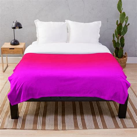 Hot Pink And Neon Pink Ombre Shade Color Fade Throw Blanket By