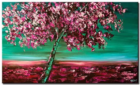 Cherry Blossom Tree Painting On Canvas Original Modern Abstract