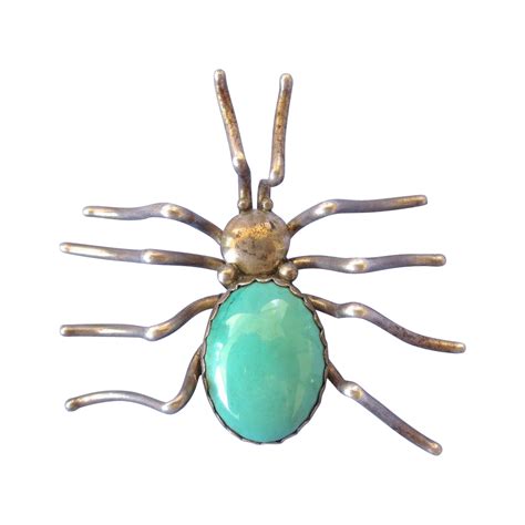 Large Signed Native American Sterling Turquoise Spider Pin | Native american, Vintage native ...