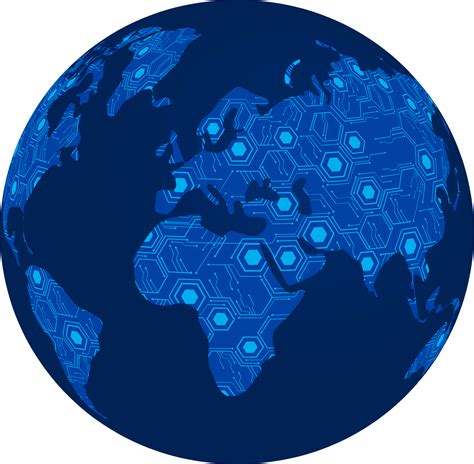 Blue Technology World Map Globe Cut Out 13471520 Png